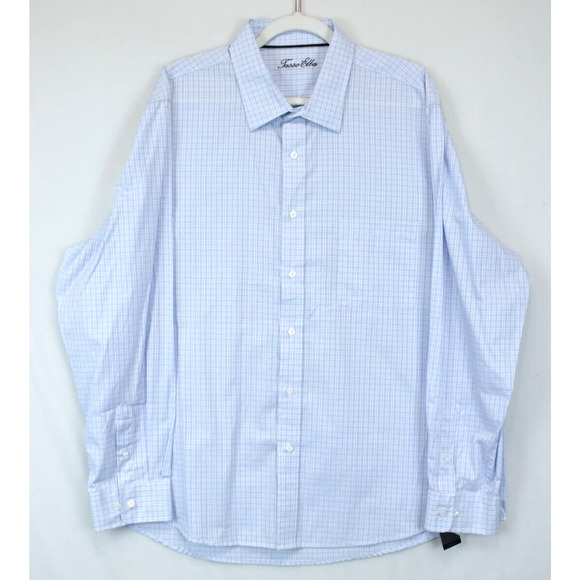 Tasso Elba Madras Plaid Button‎ Up Shirts Men XXL Light Blue White Long Sleeve - Picture 1 of 12